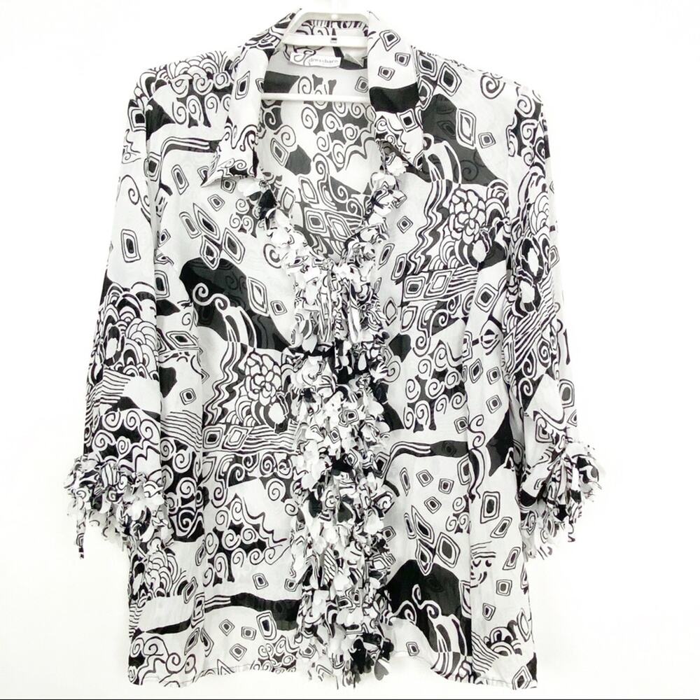 Dress Barn Woman 3X V Neck Top BoHo Graphic